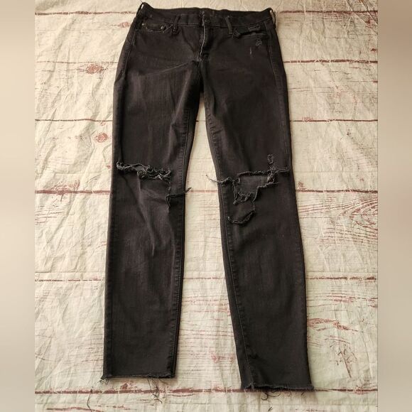Mother Looker Ankle Fray Destressed Jeans Size 27 - Picture 2 of 8